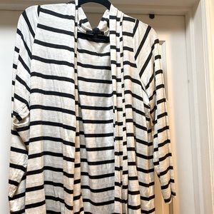 Black and off white striped cardigan